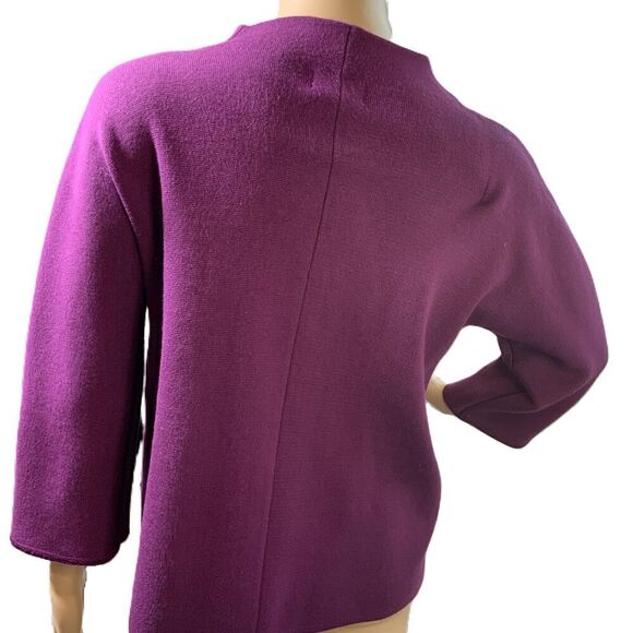 JM Collection Purple Embellished 3/4 Sleeve Cardigan Sz Petite Sm Classy Glam - Picture 9 of 12